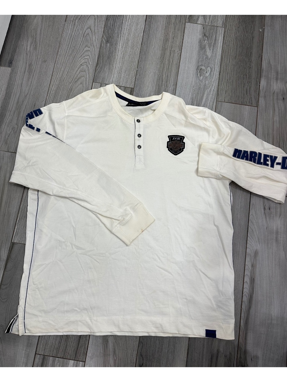 Harley-Davidson Men's 2XL White Long Sleeve Henley Shirt